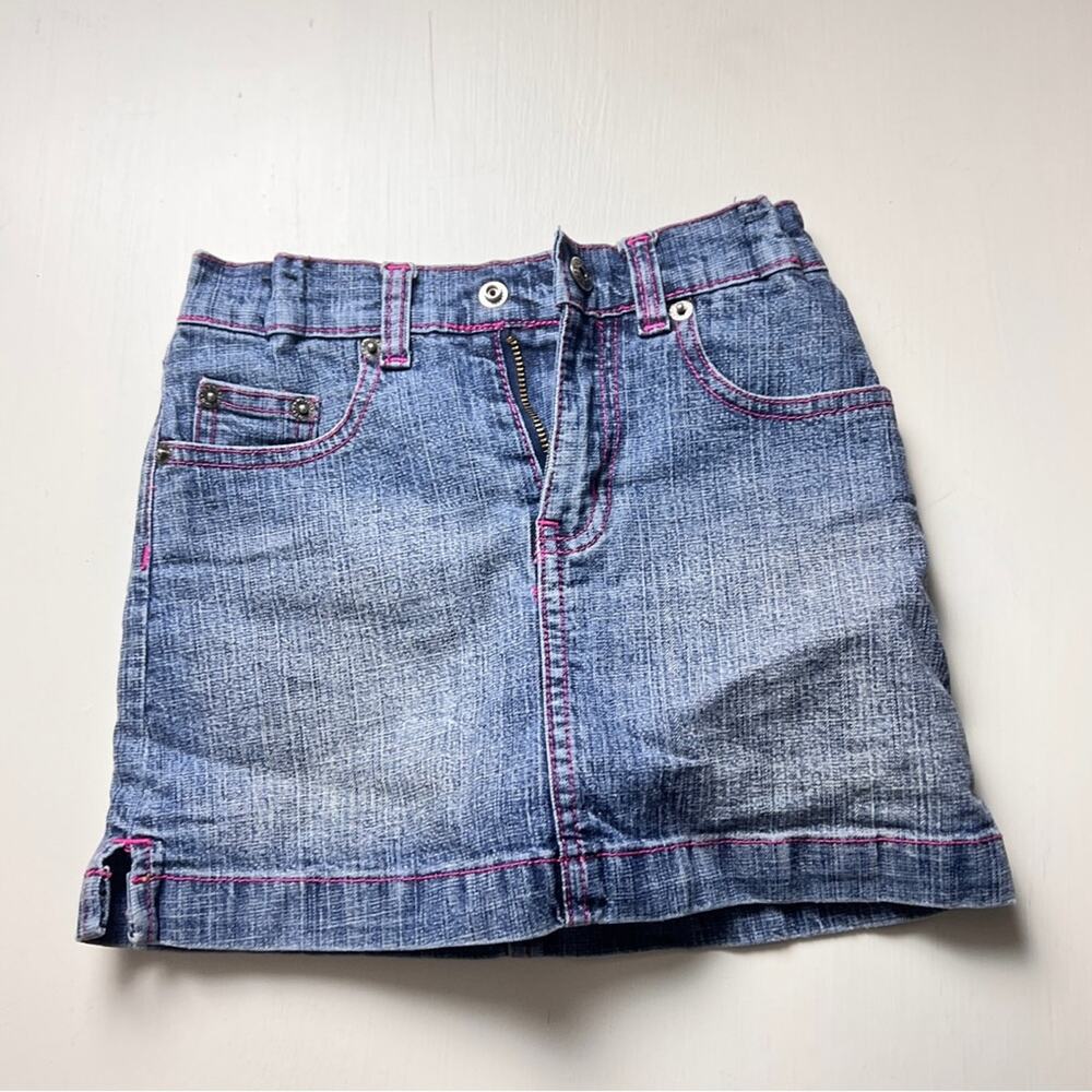 Zana Di Denim Girls Skirt  with Pink Stitching